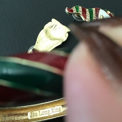 Jiu Long Xing Christmas Gnome Earrings & Bangle Bracelet Set
