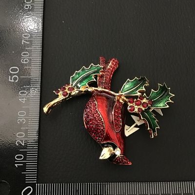 Napier Cardinal and Holly Christmas Brooch