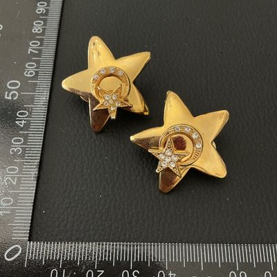 Vintage Gold Tone Star and Crescent Moon Clip-On Earrings
