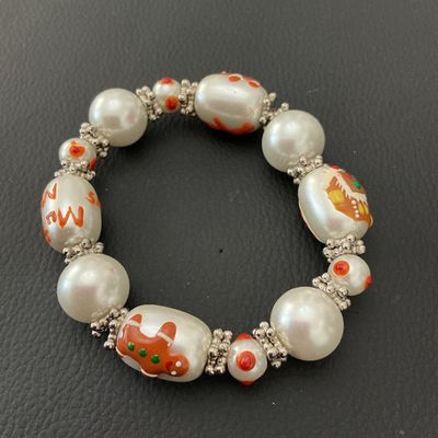 Christmas Gingerbread Man Beaded Stretch Bracelet
