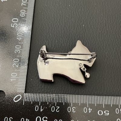 Plaid Scottish Terrier Brooch with Rhinestone Collar