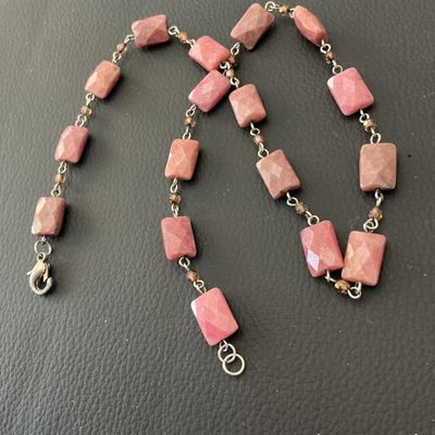 Faceted Pink Stone Bead Necklace