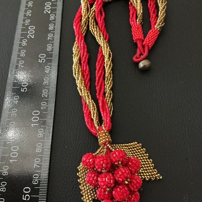 Vintage Hand-Woven Seed Bead Grape Cluster Pendant Necklace