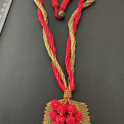 Vintage Hand-Woven Seed Bead Grape Cluster Pendant Necklace