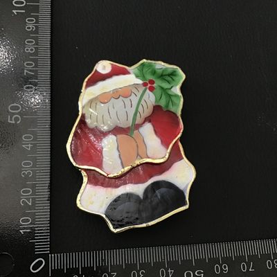 Vintage Hand-Painted Porcelain Santa Claus Brooch