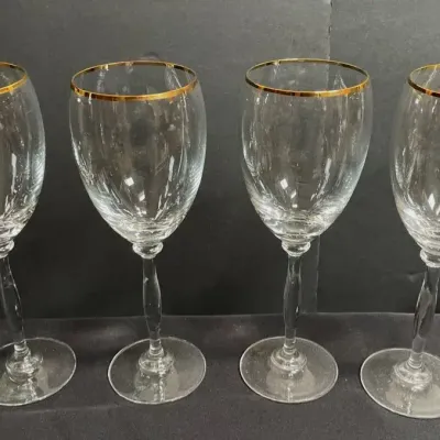 Savini Crystal Stemware 24K Gold Rimmed 3 Boxes Set of 4 Each