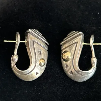 Vintage Sterling & 18K Gold Earrings By John Atencio