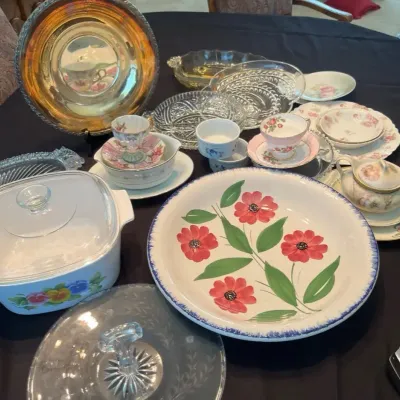 Vintage Corningware Casserole Dish with Vintage Limoges And Clear Glass