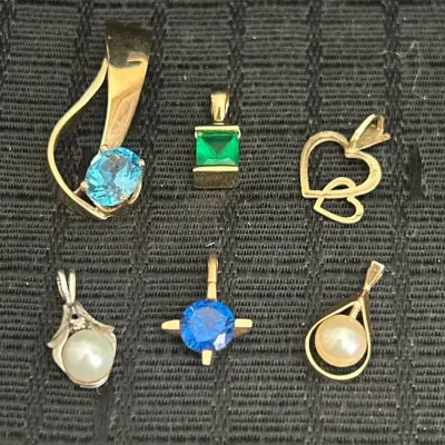Golden Pendants With Pearls & Colorful Gemstones 