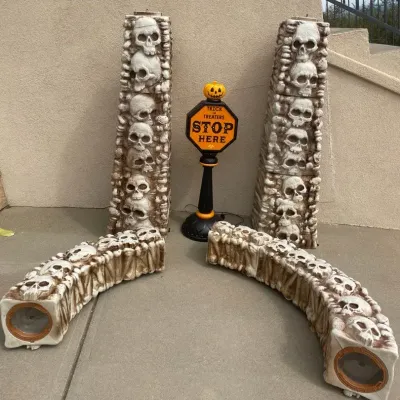 Skull & Bones Archway and Trick-Or-Treat Stop Sign