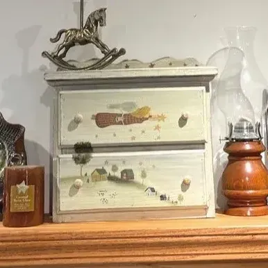 Folk Art Hand Painted Chest of Drawers with Decor