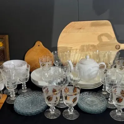 Elegant Glassware With White Ceramic Dishes