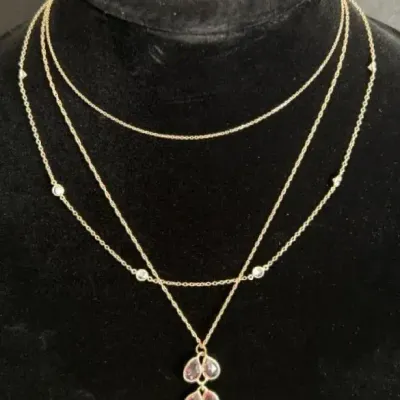 14K Gold Necklaces with Bezel Set Gemstones & More