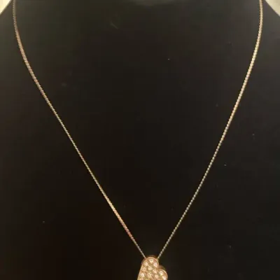 14K Gold Chain With 18K Gold Heart Shaped Pendant 