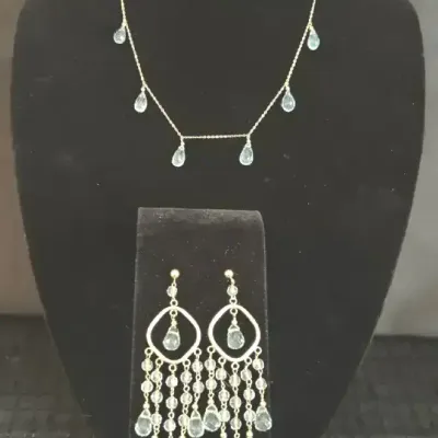 Gold & Blue Topaz Necklace & Earrings