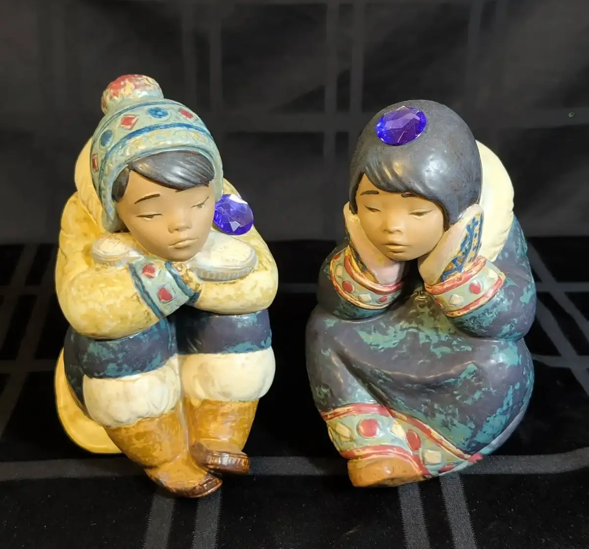 Lladro "Pensive Eskimos" Porcelain Figurines
