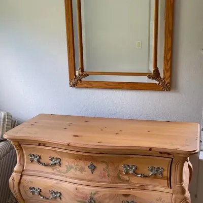 Stenciled Chest of Drawers with Mirror