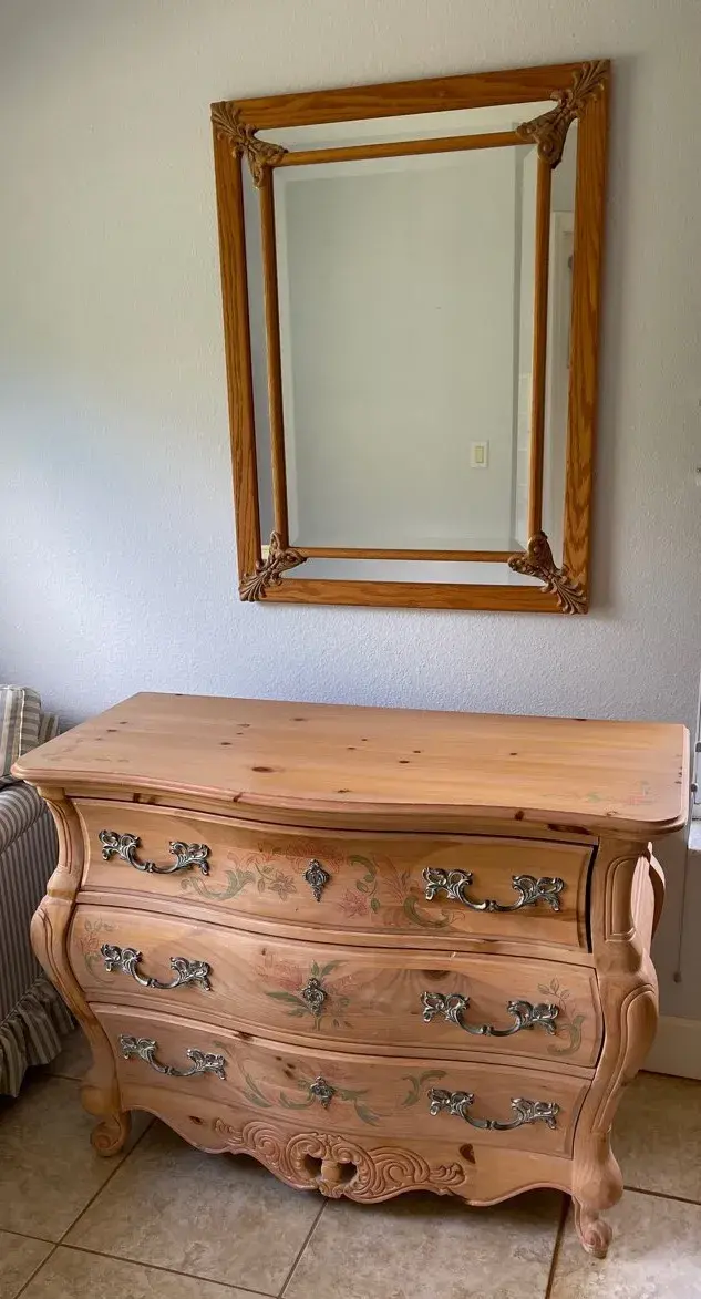 Stenciled Chest of Drawers with Mirror
