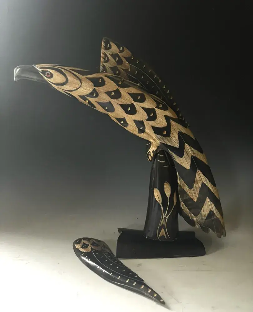 Eagle Carved from Water Buffalo Horn 