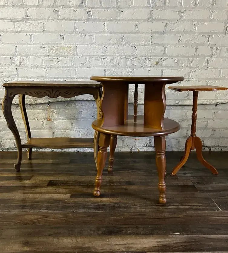Colonial Style Maple Table, Carved Italian Table & Wood Tripod Table