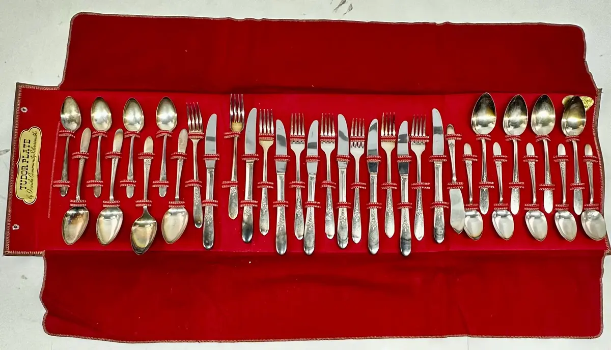 Oneida Tudor Silver Plated Flatware with Case
