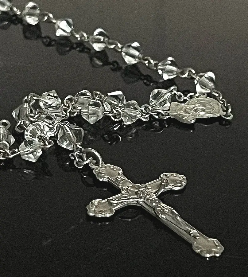 Clear Bead Sterling Silver Rosary 