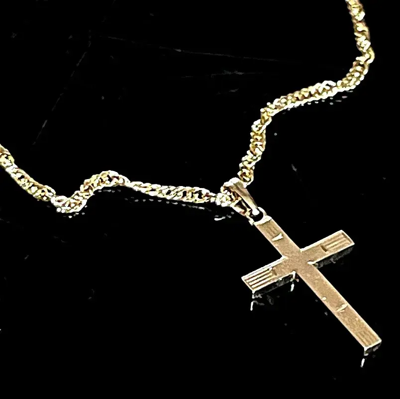 14K Yellow Gold Chain with 14K Yellow Gold Cross Pendant 