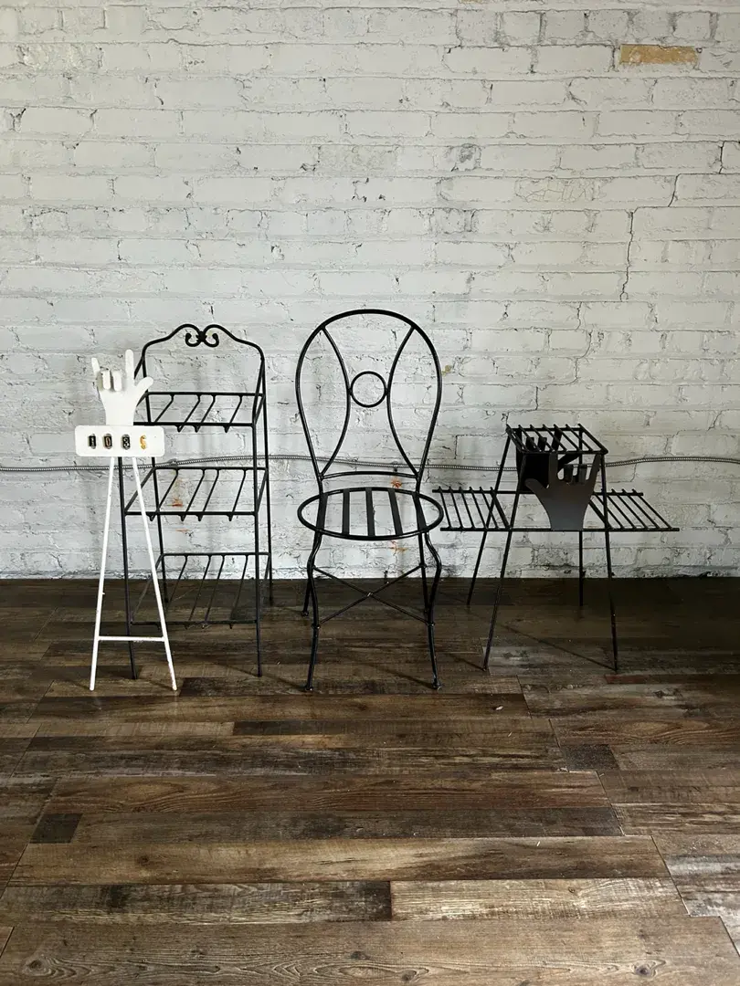 Iron Chair, Rack, Plant Stand, "I Love You" Sign