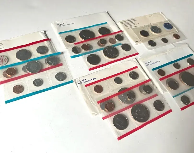 U.S. Mint Sets (5), 1965, 1971, 1973, 1974, 1976