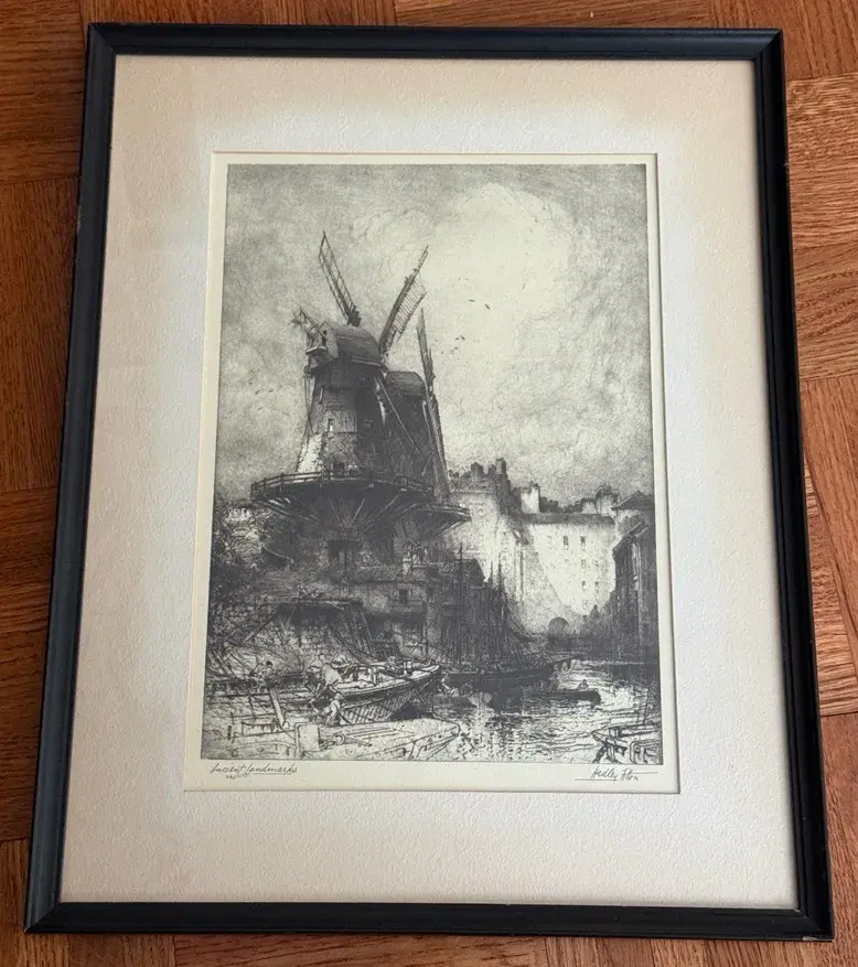 Antique Hedley Fitton ‘Ancient Landmarks’ Etching