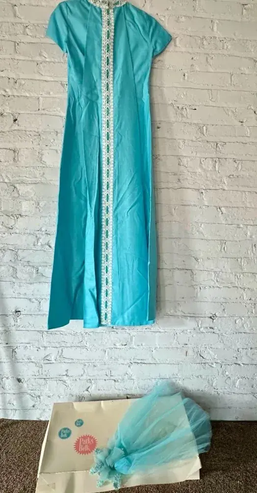 1960s Maxi Dress and Veil by Parks Belk with Box