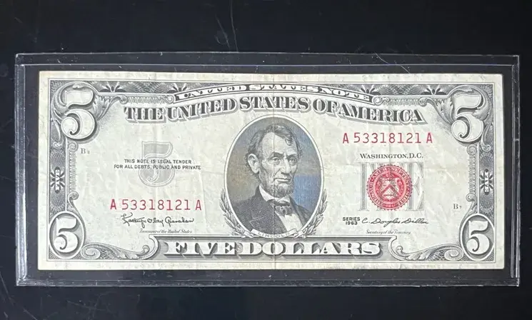 Series 1963 Red Seal $5 Federal Reserve Note