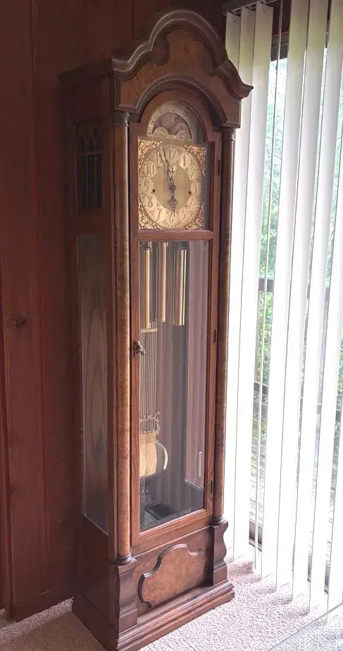 Vintage Walnut Colonial Grandfather Clock 