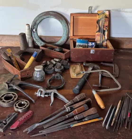 Antique & Vintage Hand Tools With Files, Clamps, Cobbler Tool ++