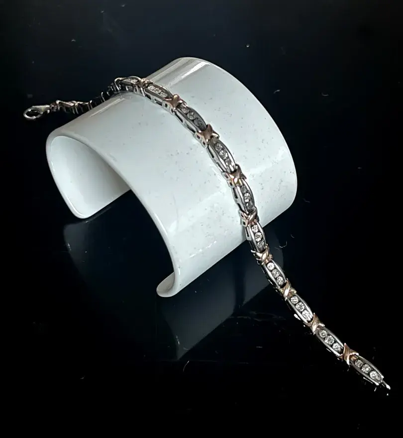 Sterling Silver .925 14 Diamond Tennis Bracelet 