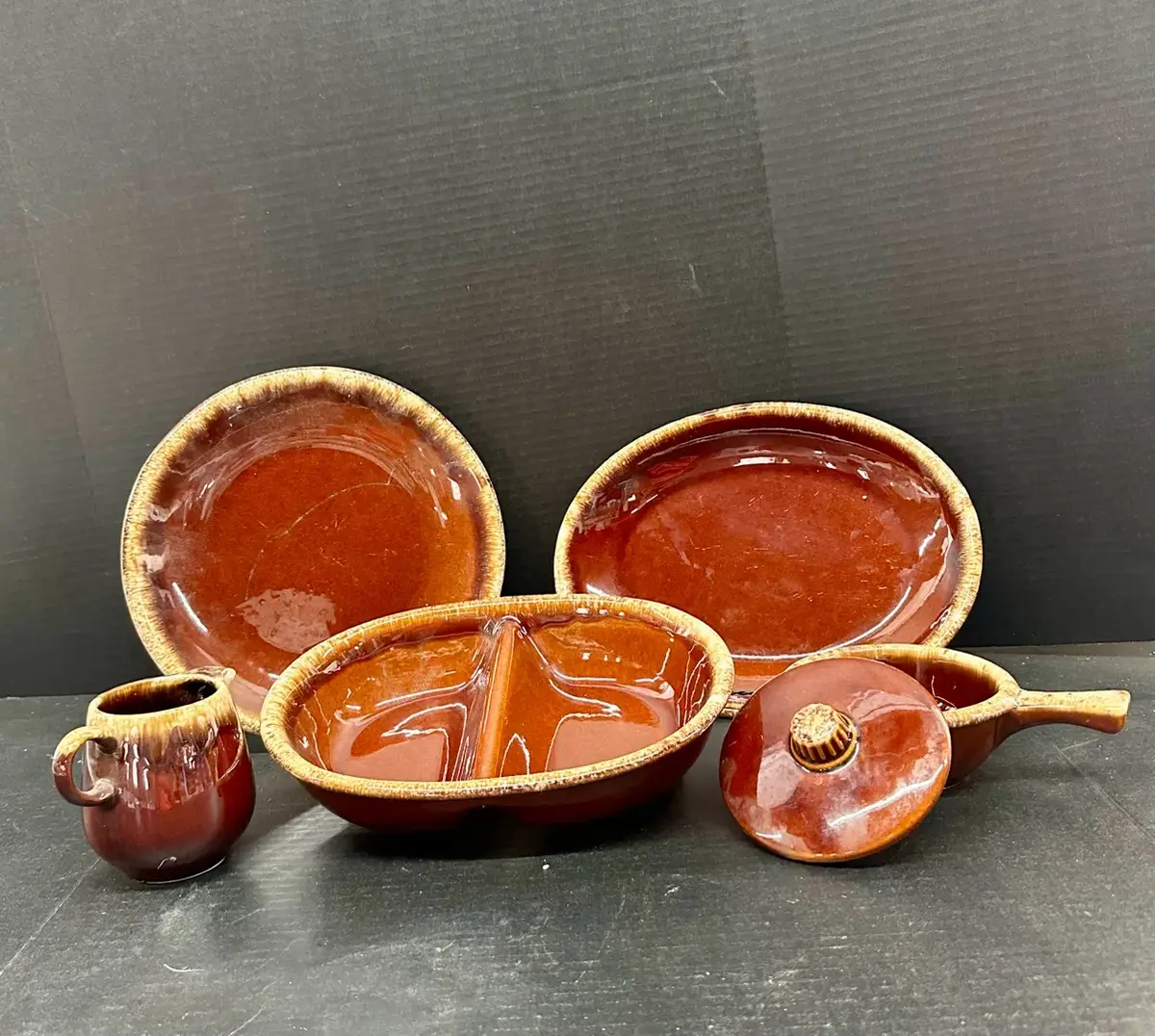 Hull Pottery Serving Dishes + McCoy Creamer Plate