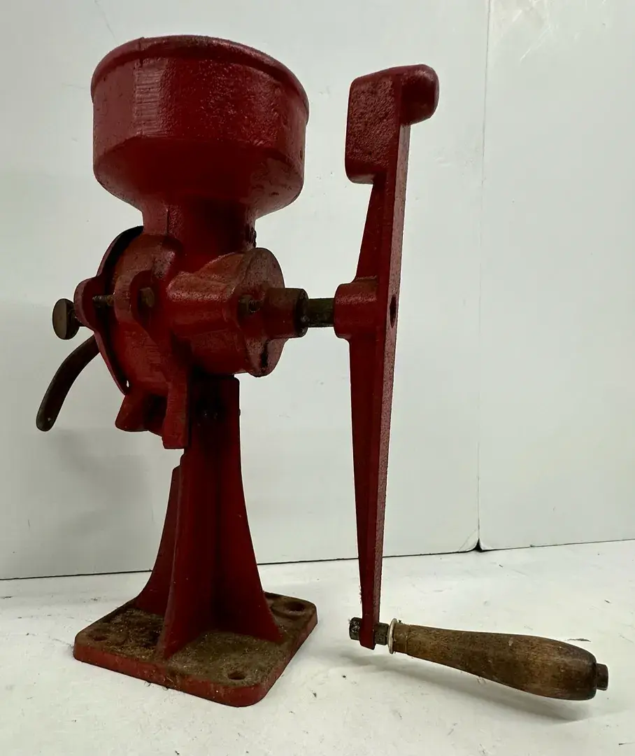 Cast Iron Wooden Hand Crank Grist Mill No 2 in Red C.S. Bell Co.