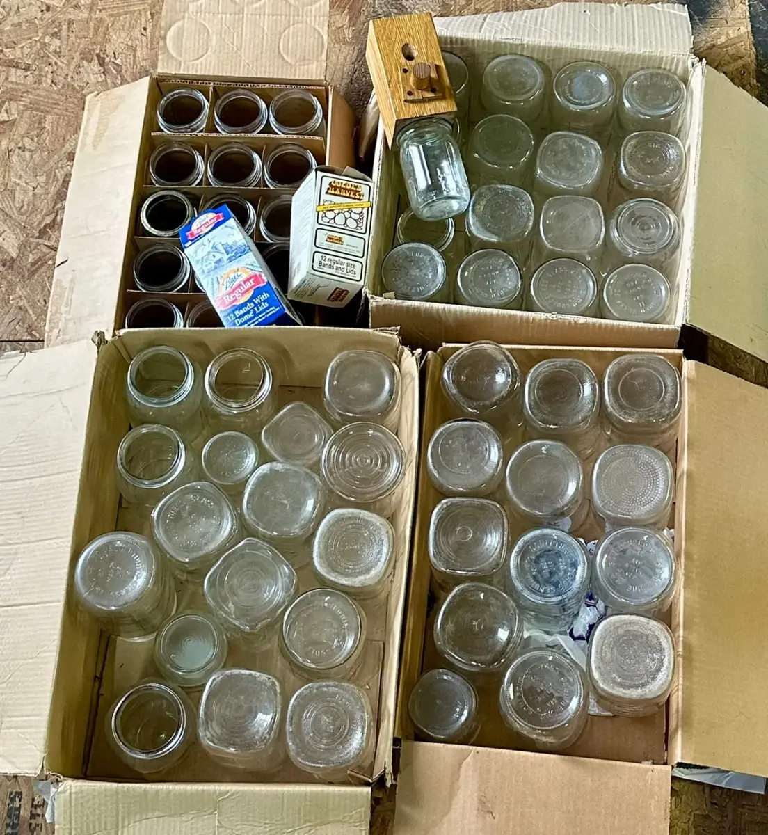 Mason Jars w/ Ball, Kerr, Golden Harvest Plus Misc Canning Supplies #1 Large Lot, Various Sizes