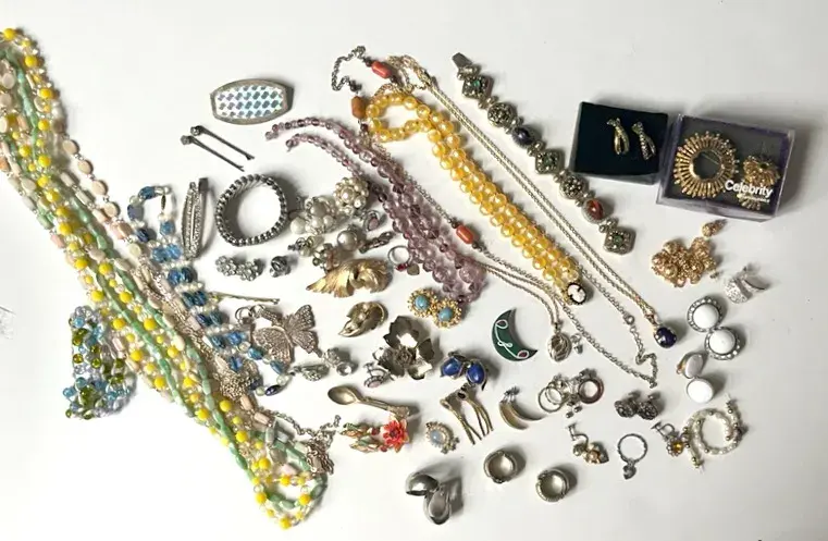 Vintage Costume Jewelry with Genuine Pearl Brooch, Coro, Trifari, Avon