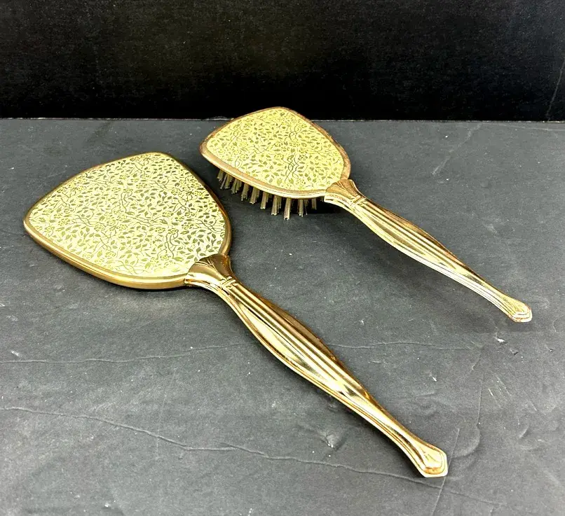 Lady's Vintage Brush and Hand Mirror Set