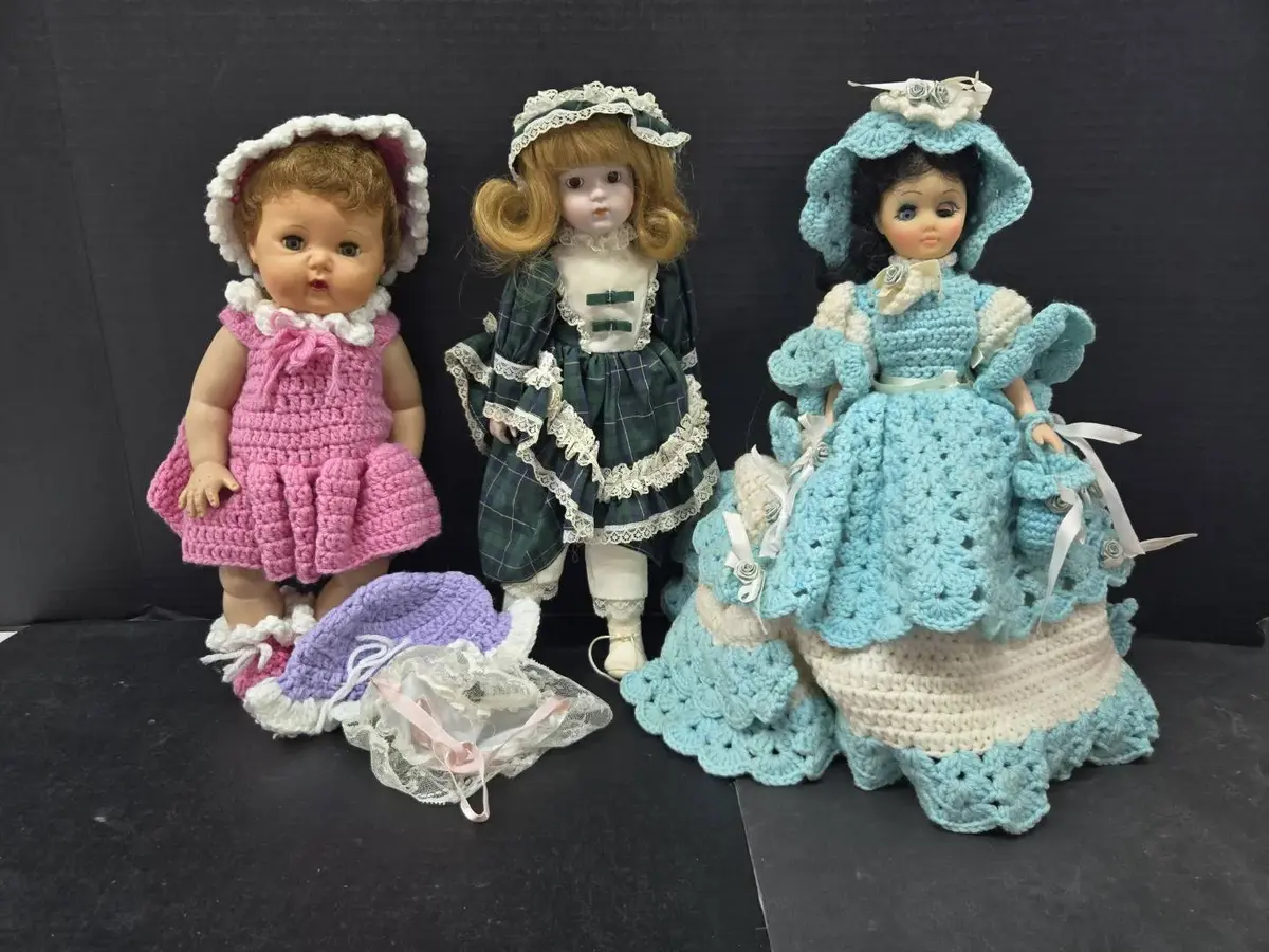 Vintage Baby Dolls W/ Knitted Outfits