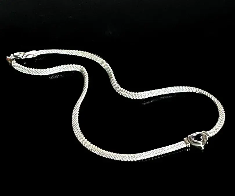 Sterling Silver .925 Purple Stone Heart Necklace 