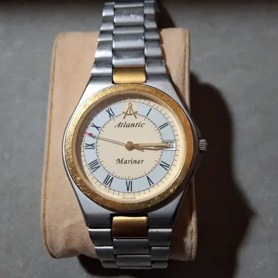 Vintage ATLANTIC Mariner Swiss Wristwatch with Roman Numeral Dial & Date