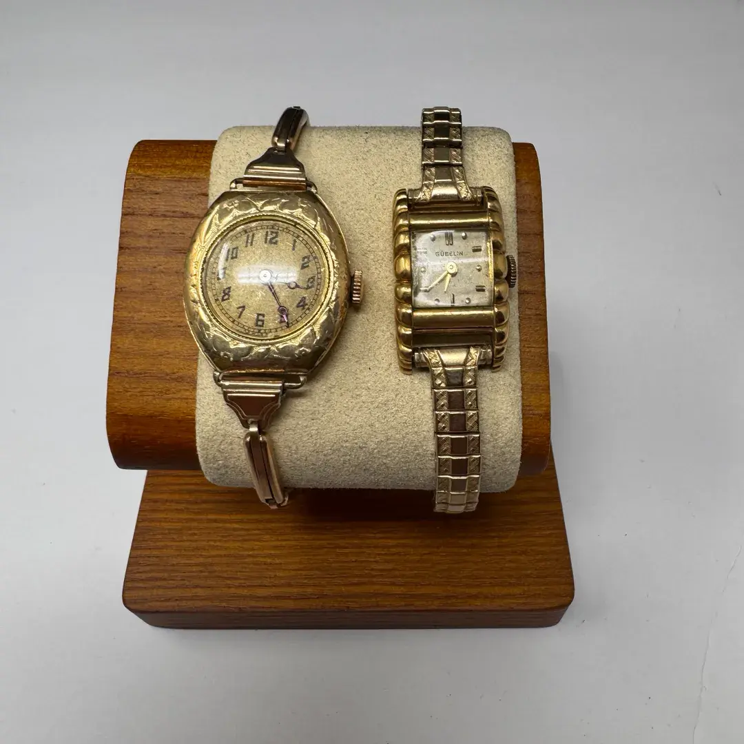Elegant Pair of Antique Gold-Tone Women’s Wristwatches – Gübelin & Art Deco