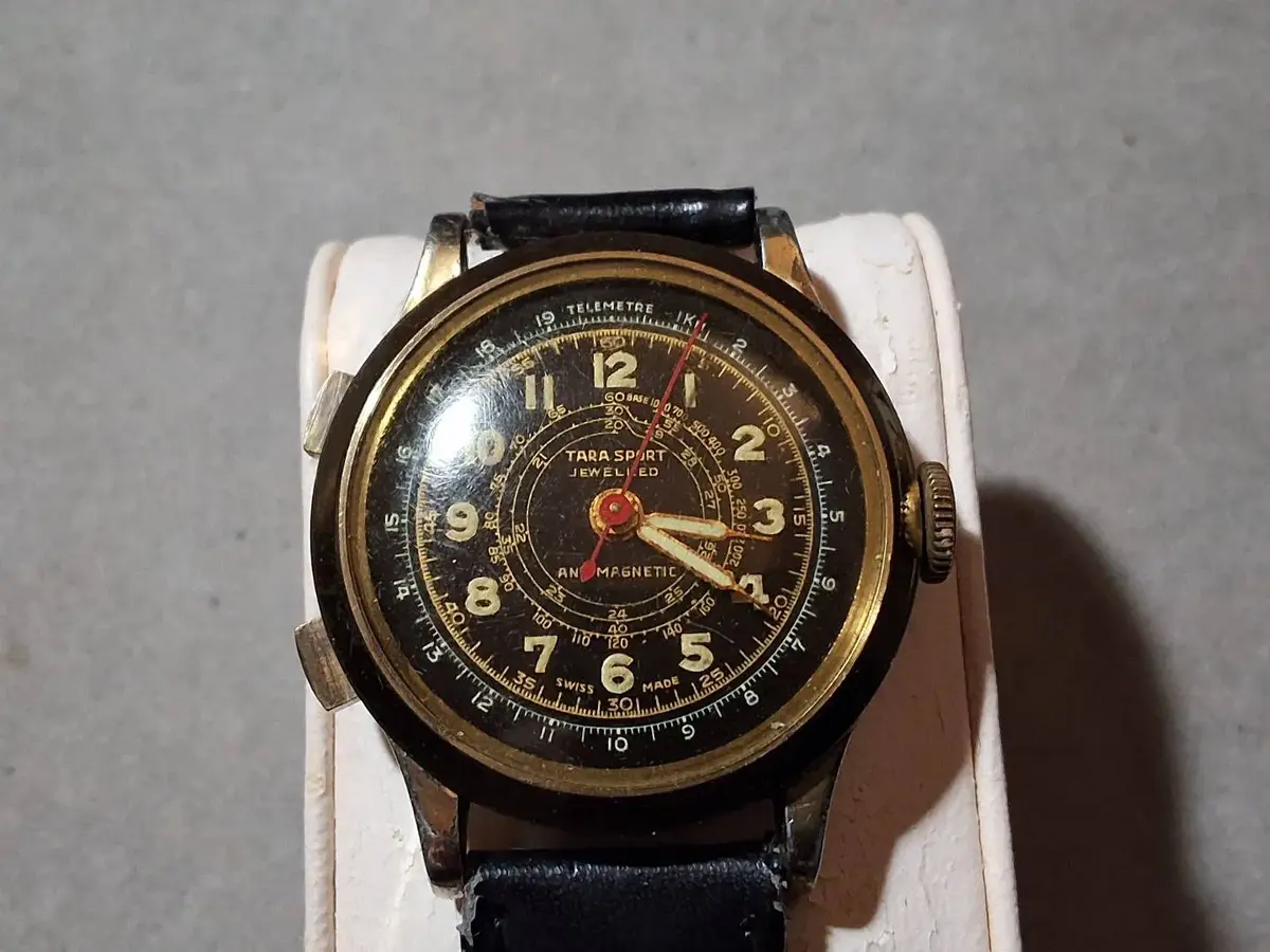 Vintage TARA Sport Jeweled Swiss Telemetre Wristwatch 