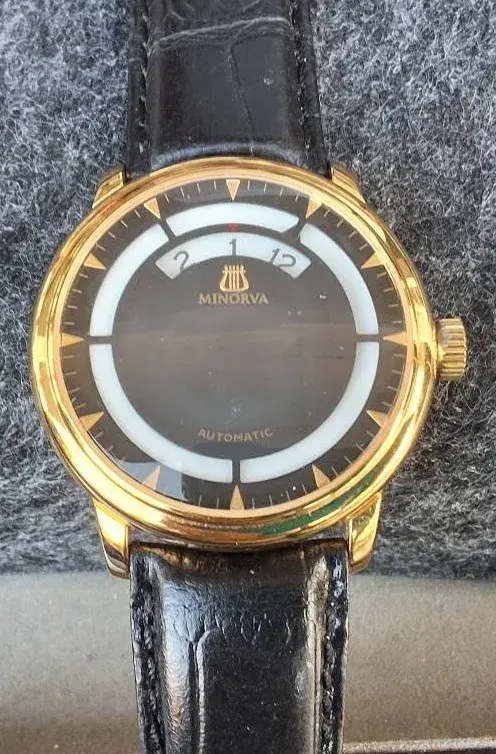 MINORVA Automatic Jump Hour Style Wristwatch 