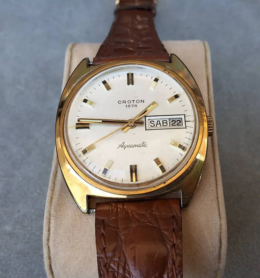 Vintage CROTON 1878 Aquamatic Automatic Day-Date Wristwatch 