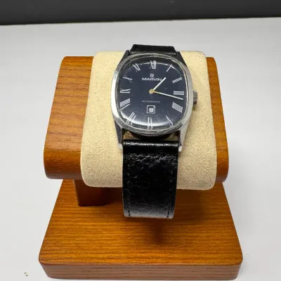 Vintage Marvin Automatic Swiss Made Men’s Watch Blue Roman Numeral Dial