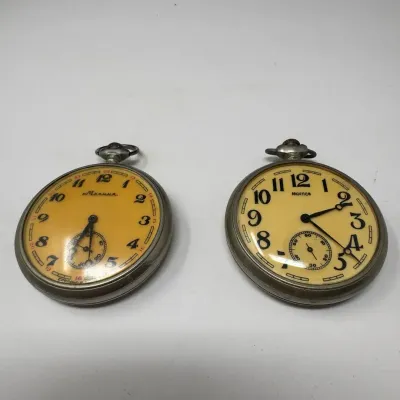 Unique Pair of Molnija USSR Soviet Pocket Watches