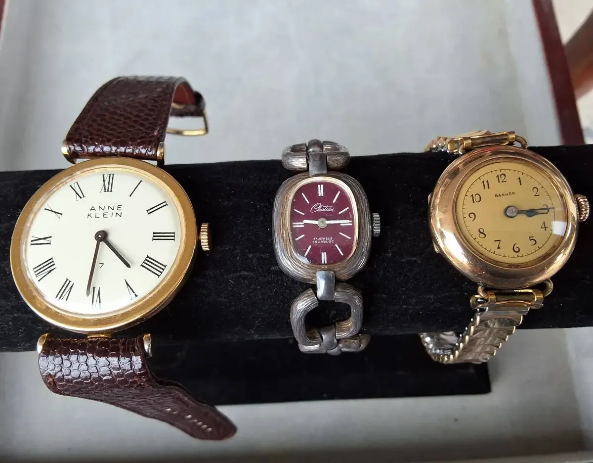 Vintage Ladies Watch Lot – Anne Klein, Chaton 17-Jewel & Banner 